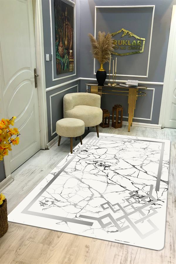 Kaymaz Taban Yıkanabilir Dijital Baskı Dekoratif Modern Desenli Dot Taban Halı Nova Serisi NV25