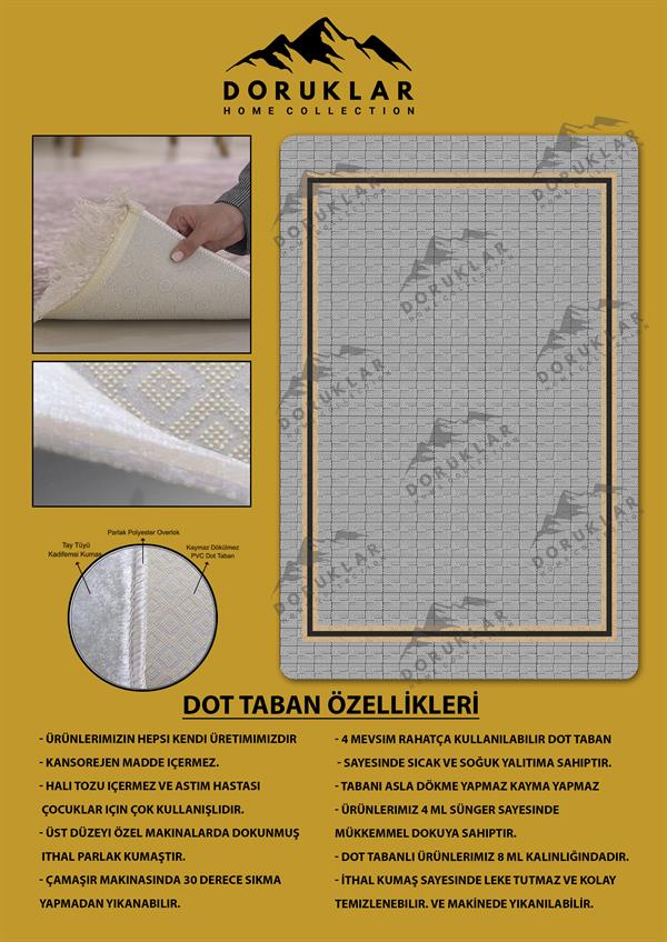 Kaymaz Taban Yıkanabilir Dijital Baskı Dekoratif Modern Desenli Dot Taban Halı Nova Serisi NV102