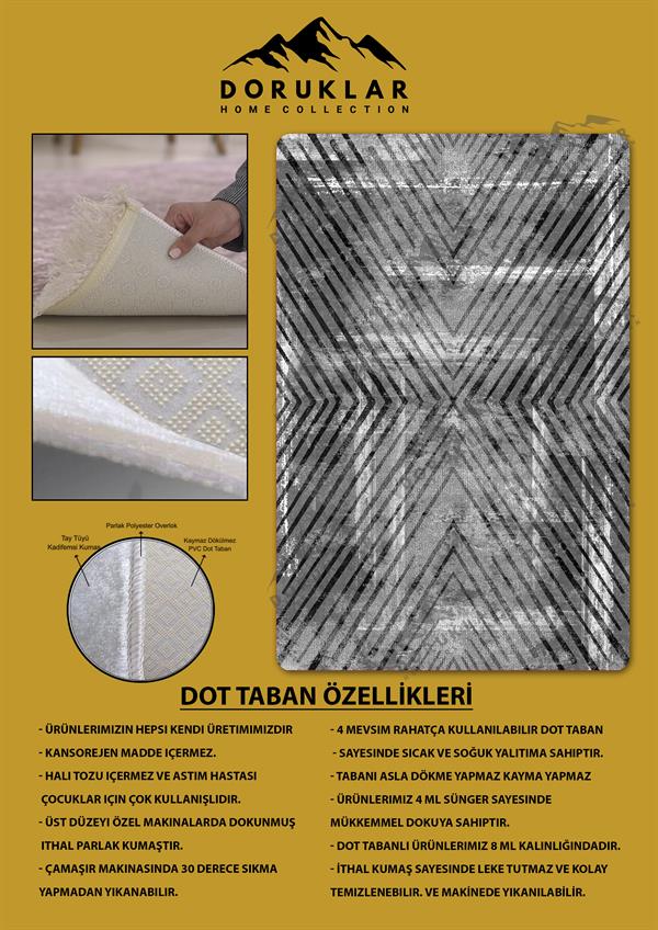 Kaymaz Taban Yıkanabilir Dijital Baskı Dekoratif Modern Desenli Dot Taban Halı Nova Serisi NV120