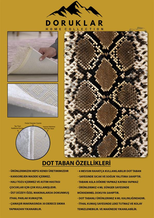 Kaymaz Taban Yıkanabilir Dijital Baskı Dekoratif Modern Desenli Marry Serisi Dot Taban Halı MRY14