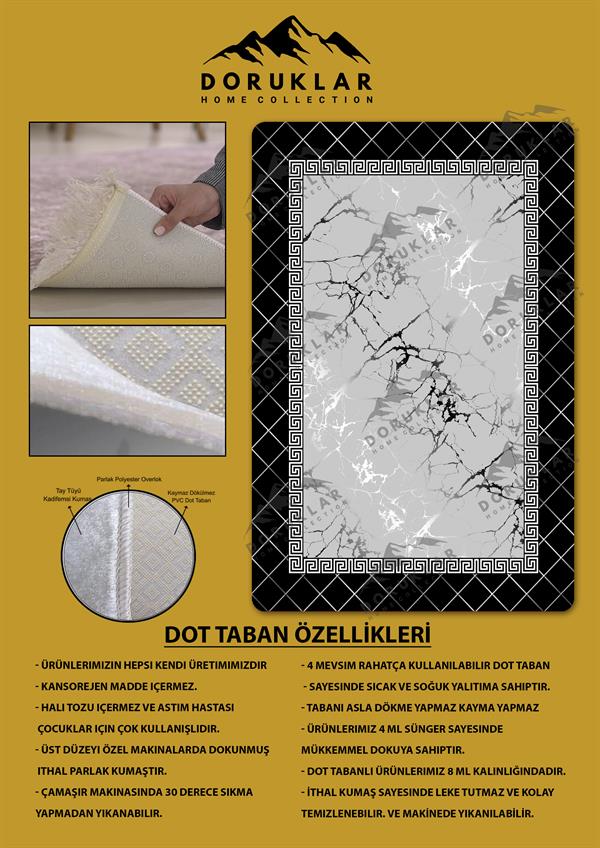 Kaymaz Taban Yıkanabilir Dijital Baskı Dekoratif Modern Desenli Dot Taban Halı Nova Serisi NV40
