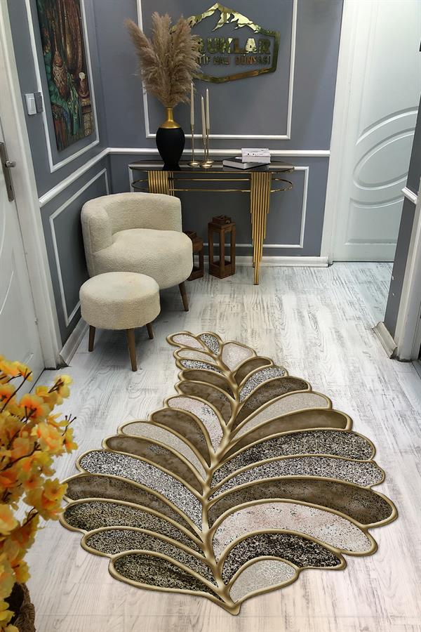 Kaymaz Taban Yıkanabilir Dijital Baskı Dekoratif Modern Desenli Elegance Serisi Lazer Kesim Dot Taban Halı ELG25