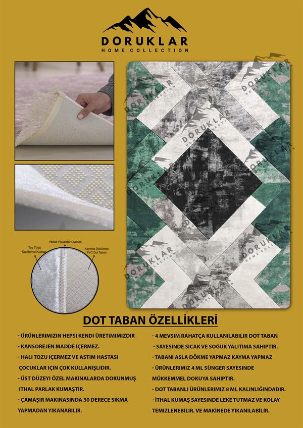 Kaymaz Taban Yıkanabilir Dijital Baskı Modern Desenli Halı