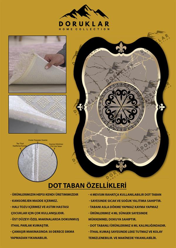 Kaymaz Taban Yıkanabilir Dijital Baskı Lazer Kesimli Modern Desenli Dot Taban Halı