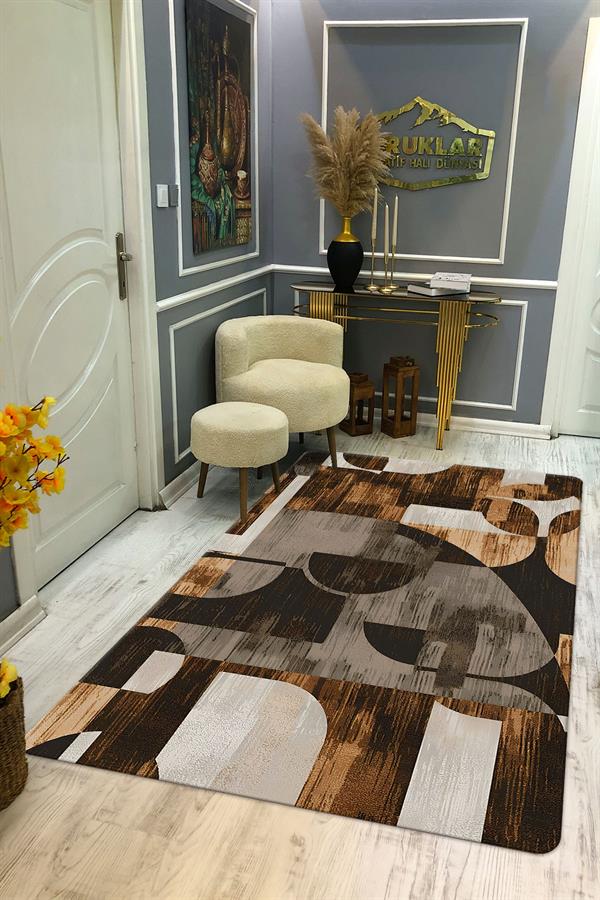 Kaymaz Taban Yıkanabilir Dijital Baskı Dekoratif Modern Desenli Dot Taban Halı
