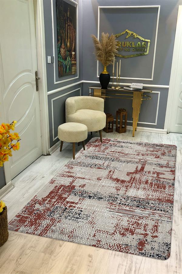 Kaymaz Taban Yıkanabilir Dijital Baskı Eskitme Desenli Halı