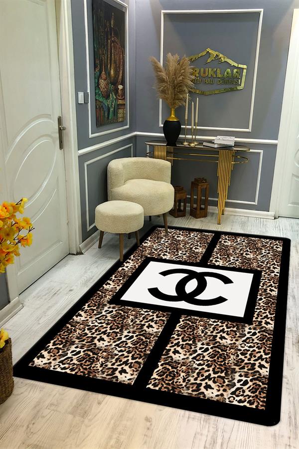 Kaymaz Taban Yıkanabilir Dijital Baskı Dekoratif Modern Desenli Lux Serisi Dot Taban Halı L03