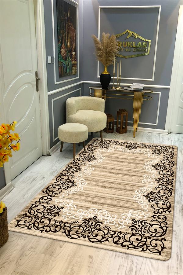 Kaymaz Taban Yıkanabilir Dijital Baskı Dekoratif Modern Desenli Dot Taban Halı Nova Serisi NV21