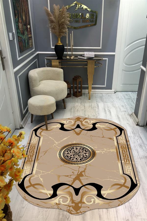 Kaymaz Taban Yıkanabilir Dijital Baskı Dekoratif Modern Desenli Elegance Serisi Lazer Kesim Dot Taban Halı ELG83