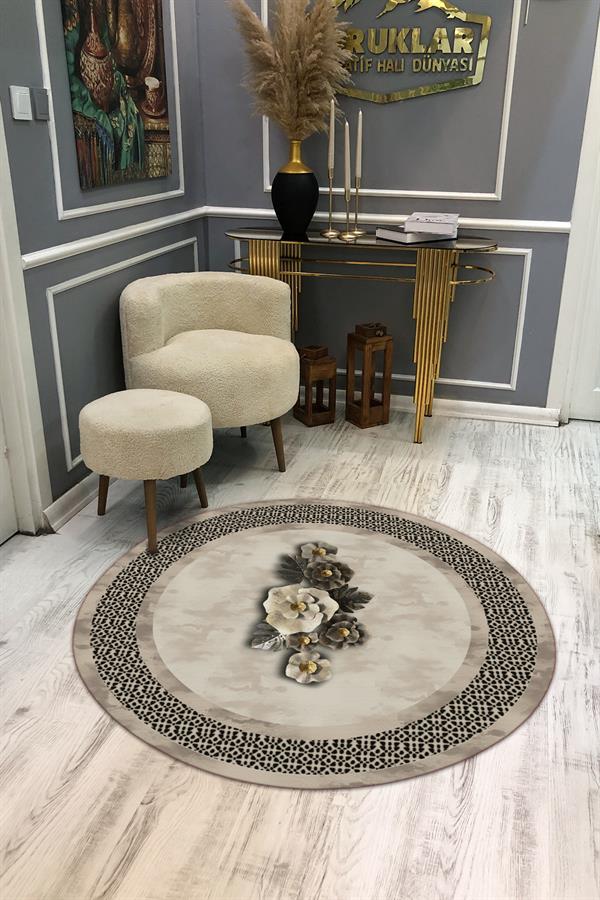 Kaymaz Taban Yıkanabilir Dijital Baskı Dekoratif Modern Desenli Dot Taban Halı MDH284