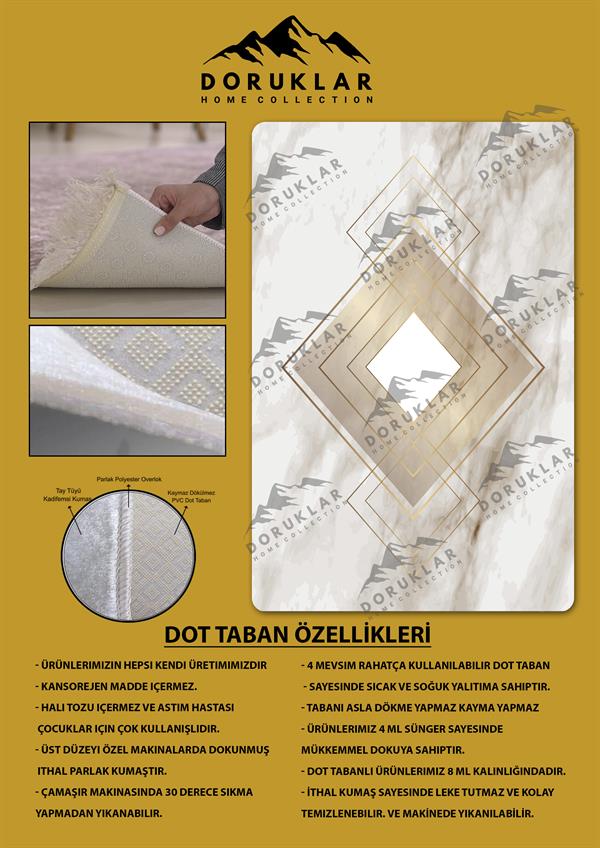 Kaymaz Taban Yıkanabilir Dijital Baskı Dekoratif Modern Desenli Dot Taban Halı Nova Serisi NV59