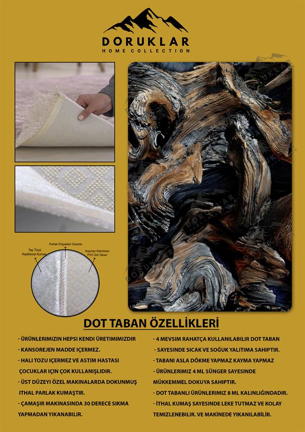 Kaymaz Taban Yıkanabilir Dijital Baskı Dekoratif Modern Desenli Dot Taban Halı Nova Serisi NV77
