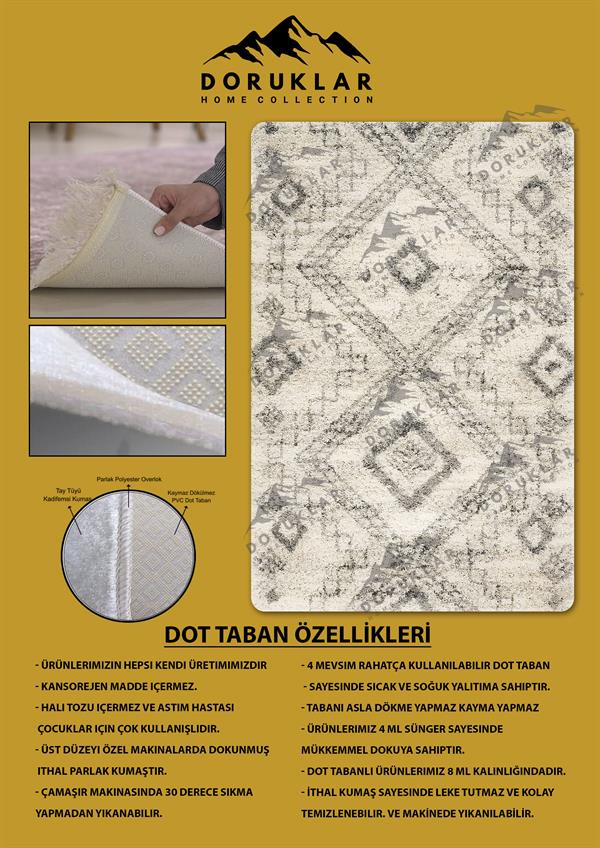 Kaymaz Taban Yıkanabilir Dijital Baskı Dekoratif Modern Desenli Dora Serisi Dot Taban Halı DR22