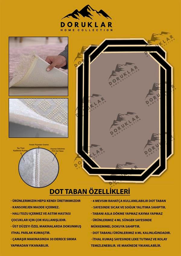 Kaymaz Taban Yıkanabilir Dijital Baskı Lazer Kesimli Dekoratif Desenli Dot Taban Halı