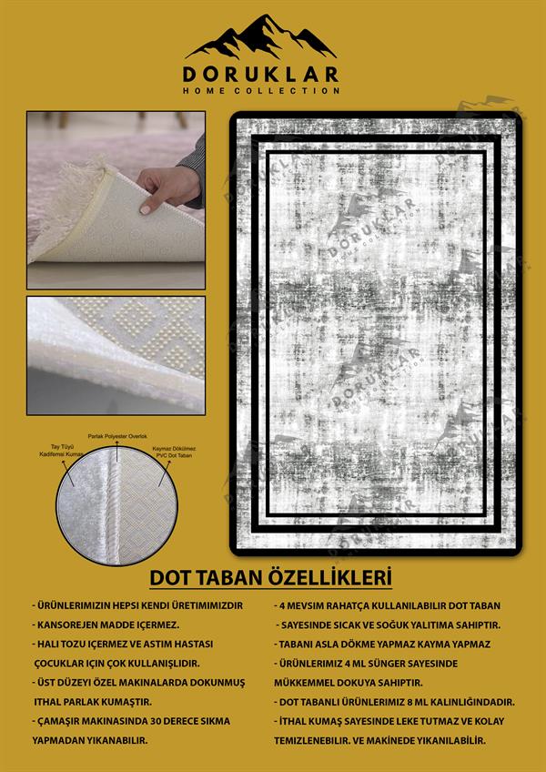 Kaymaz Taban Yıkanabilir Dijital Baskı Dekoratif Modern Desenli Dot Taban Halı Nova Serisi NV104