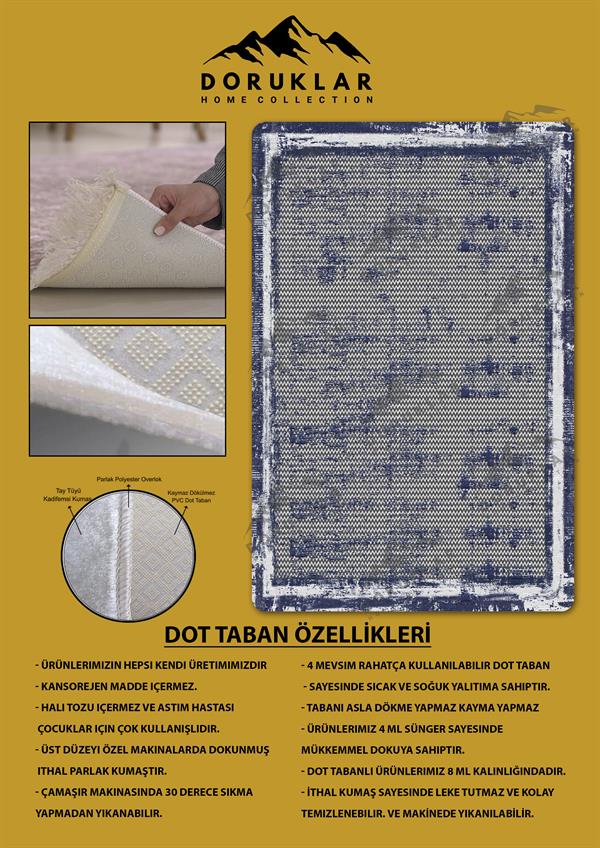 Kaymaz Taban Yıkanabilir Dijital Baskı Dekoratif Modern Desenli Dot Taban Halı Nova Serisi NV101