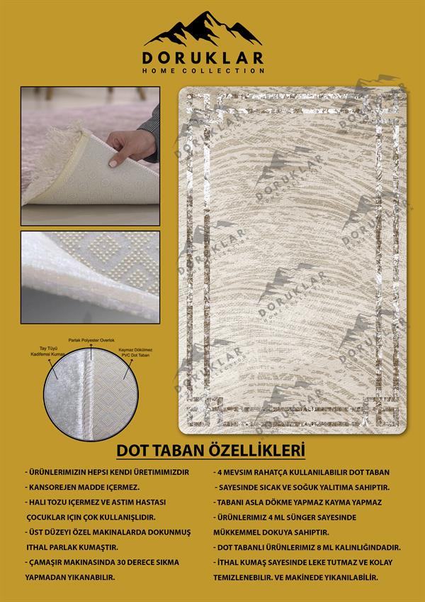 Kaymaz Taban Yıkanabilir Dijital Baskı Dekoratif Modern Desenli Dot Taban Halı Nova Serisi NV108
