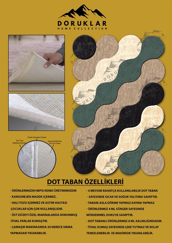 Kaymaz Taban Yıkanabilir Dijital Baskı Dekoratif Modern Desenli Elegance Serisi Lazer Kesim Dot Taban Halı ELG37