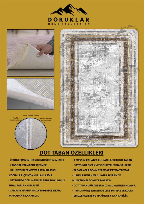 Kaymaz Taban Yıkanabilir Dijital Baskı Eskitme Desenli Salon Halısı