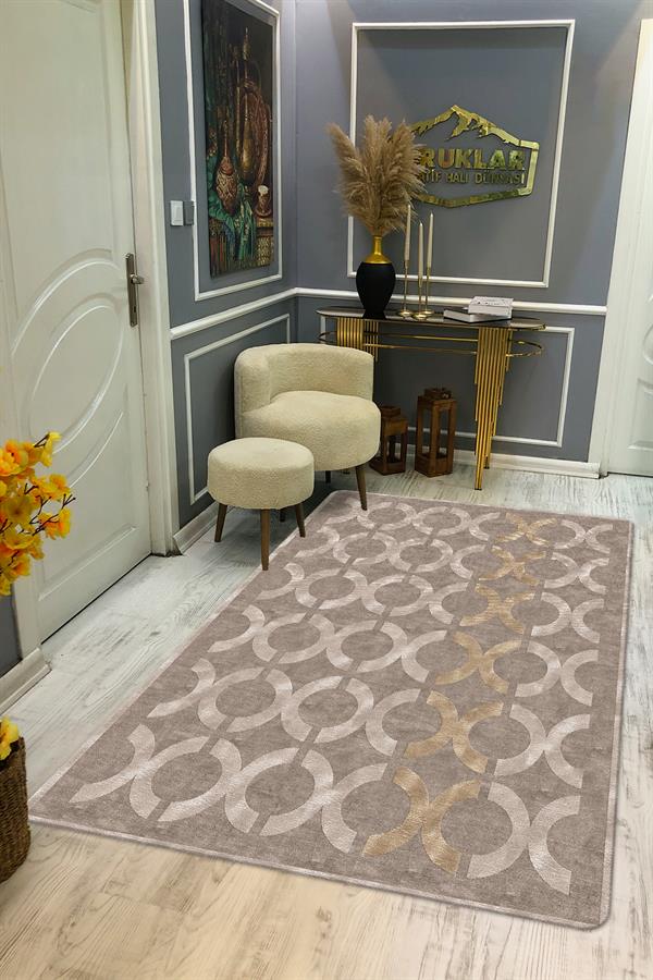 Kaymaz Taban Yıkanabilir Dijital Baskı Dekoratif Modern Desenli NesV2 Serisi Dot Taban Halı N2S09
