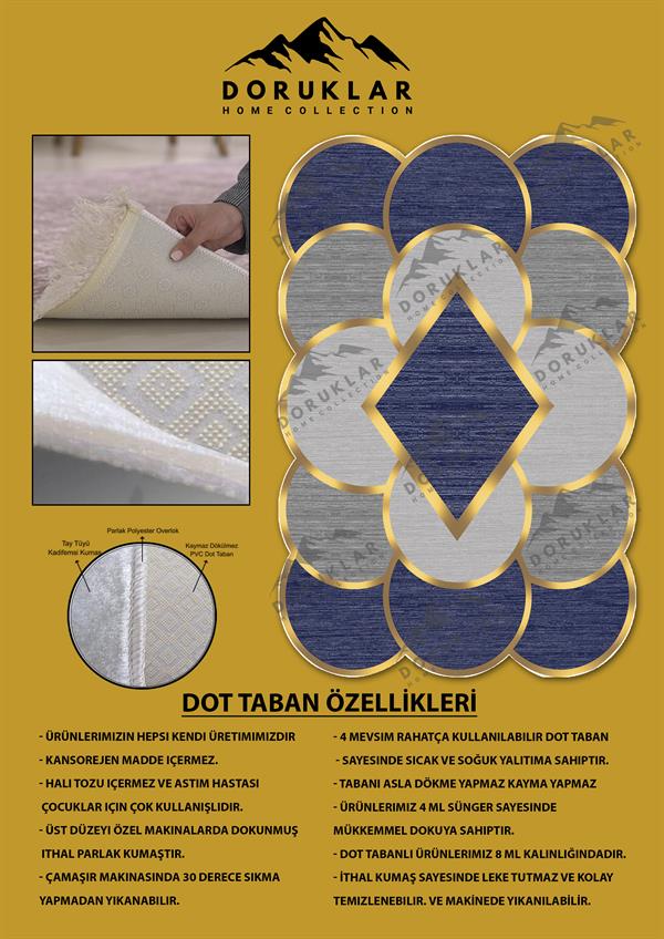 Kaymaz Taban Yıkanabilir Dijital Baskı Dekoratif Modern Desenli Elegance Serisi Lazer Kesim Dot Taban Halı ELG63