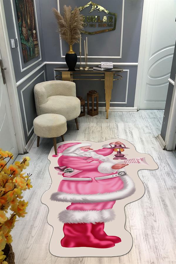 Kaymaz Taban Yıkanabilir Dijital Baskı Yılbaşı Desenli Dot Taban Halı