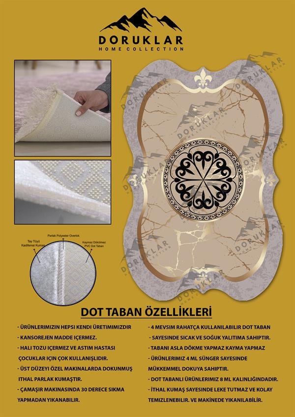 Kaymaz Taban Yıkanabilir Dijital Baskı Dekoratif Modern Desenli Elegance Serisi Lazer Kesim Dot Taban Halı ELG15