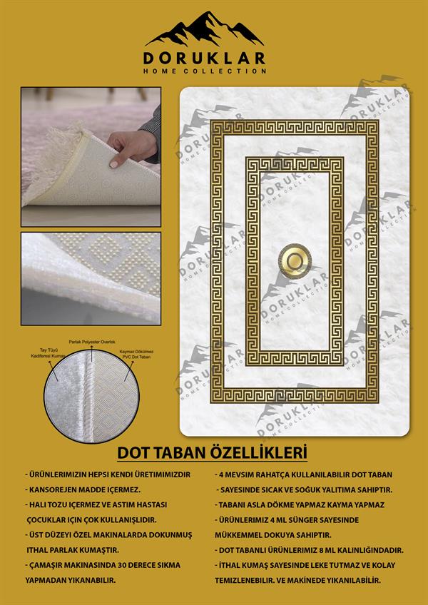 Kaymaz Taban Yıkanabilir Dijital Baskı Dekoratif Modern Desenli Dot Taban Halı Nova Serisi NV35