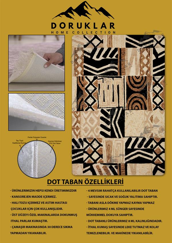 Kaymaz Taban Yıkanabilir Dijital Baskı Dekoratif Modern Desenli Marry Serisi Dot Taban Halı MRY04