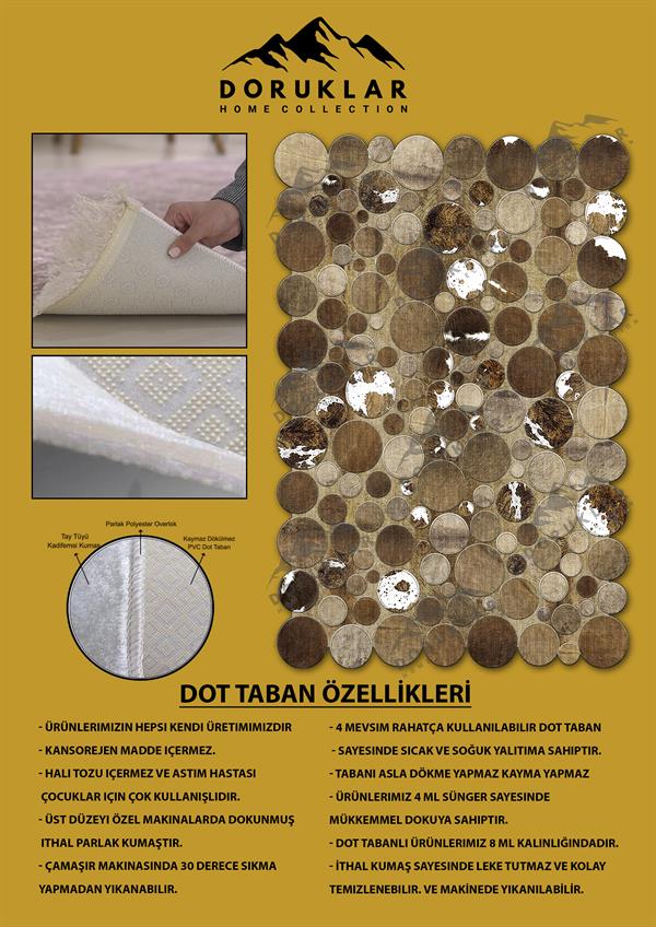 Kaymaz Taban Yıkanabilir Dijital Baskı Dekoratif Modern Desenli Elegance Serisi Lazer Kesim Dot Taban Halı ELG56