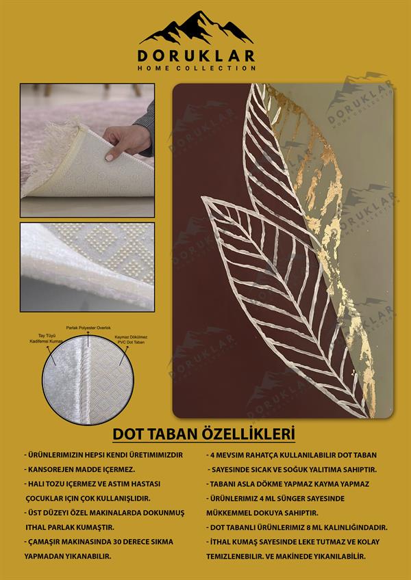 Kaymaz Taban Yıkanabilir Dijital Baskı Dekoratif Modern Desenli Dot Taban Halı Soft  Serisi SFT22