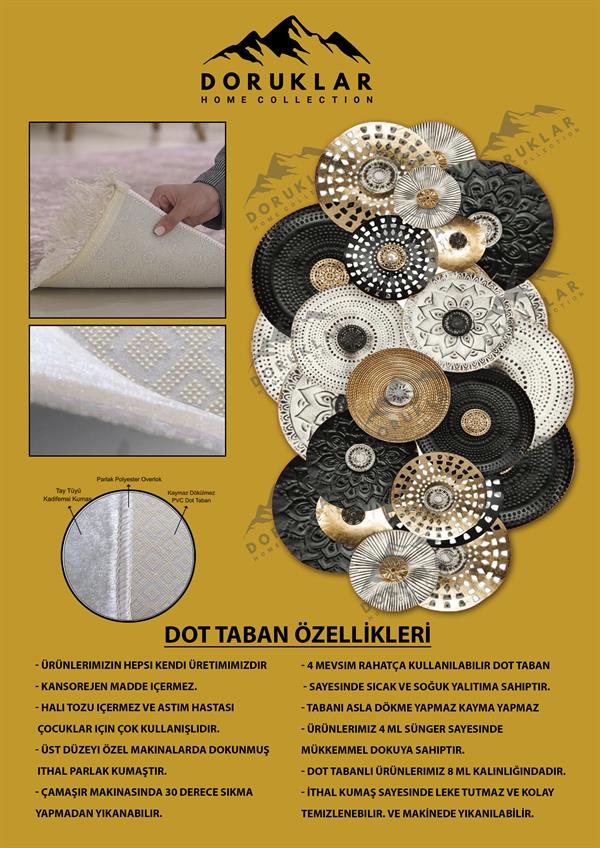 Kaymaz Taban Yıkanabilir Dijital Baskı Dekoratif Modern Desenli Elegance Serisi Lazer Kesim Dot Taban Halı ELG79