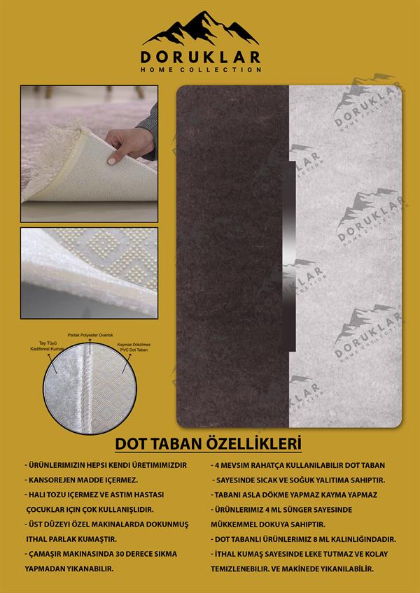 Kaymaz Taban Yıkanabilir Dijital Baskı Dekoratif Modern Desenli Dot Taban Halı Nova Serisi NV04