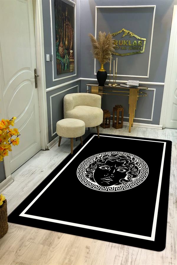 Kaymaz Taban Yıkanabilir Dijital Baskı Dekoratif Modern Desenli Apollo Serisi Dot Taban Halı AP02
