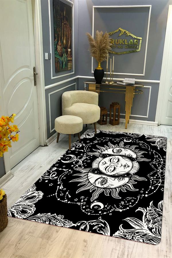 Kaymaz Taban Yıkanabilir Dijital Baskı Dekoratif Modern Desenli Dot Taban Halı Nes V2 Serisi NES024