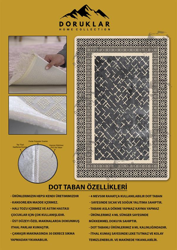 Kaymaz Taban Yıkanabilir Dijital Baskı Dekoratif Modern Desenli Dot Taban Halı Nova Serisi NV125