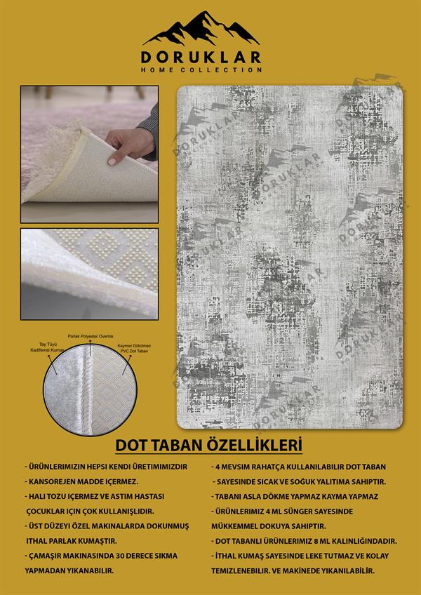 Kaymaz Taban Yıkanabilir Dijital Baskı Eskitme Desenli Salon Halısı