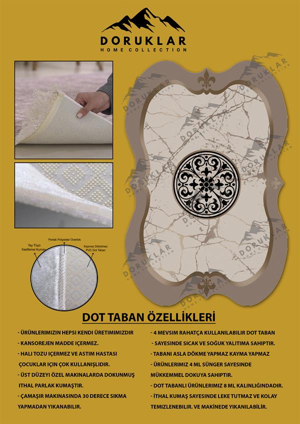 Kaymaz Taban Yıkanabilir Dijital Baskı Dekoratif Modern Desenli Elegance Serisi Lazer Kesim Dot Taban Halı ELG16
