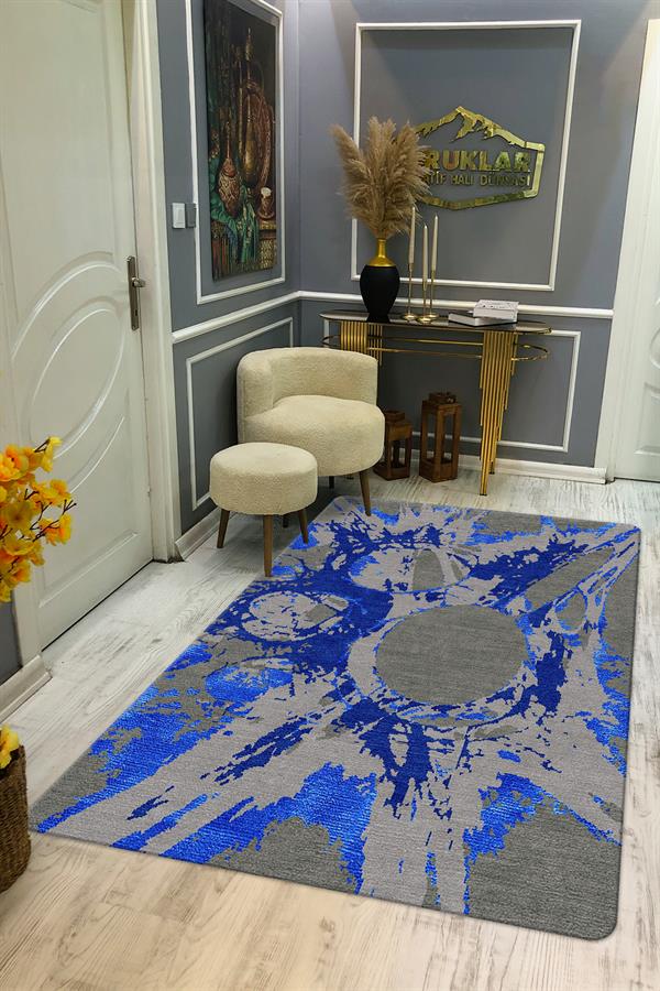 Kaymaz Taban Yıkanabilir Dijital Baskı Dekoratif Modern Desenli NesV2 Serisi Dot Taban Halı N2S02