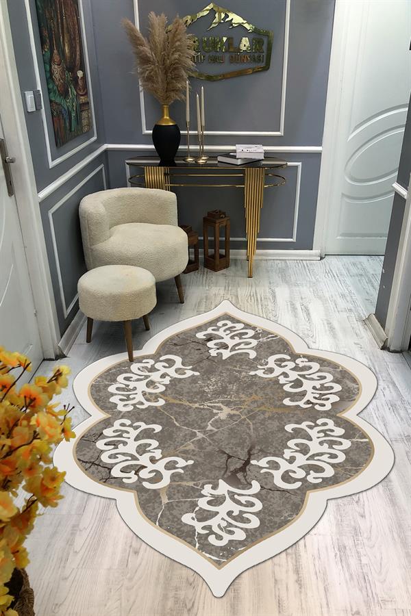 Kaymaz Taban Yıkanabilir Dijital Baskı Dekoratif Modern Desenli Elegance Serisi Lazer Kesim Dot Taban Halı ELG05