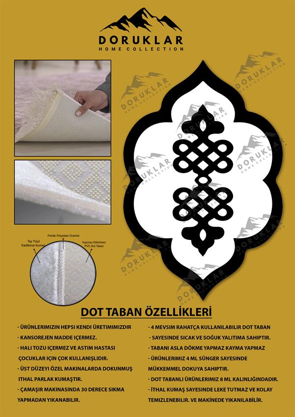 Kaymaz Taban Yıkanabilir Dijital Baskı Dekoratif Modern Desenli Elegance Serisi Lazer Kesim Dot Taban Halı ELG04