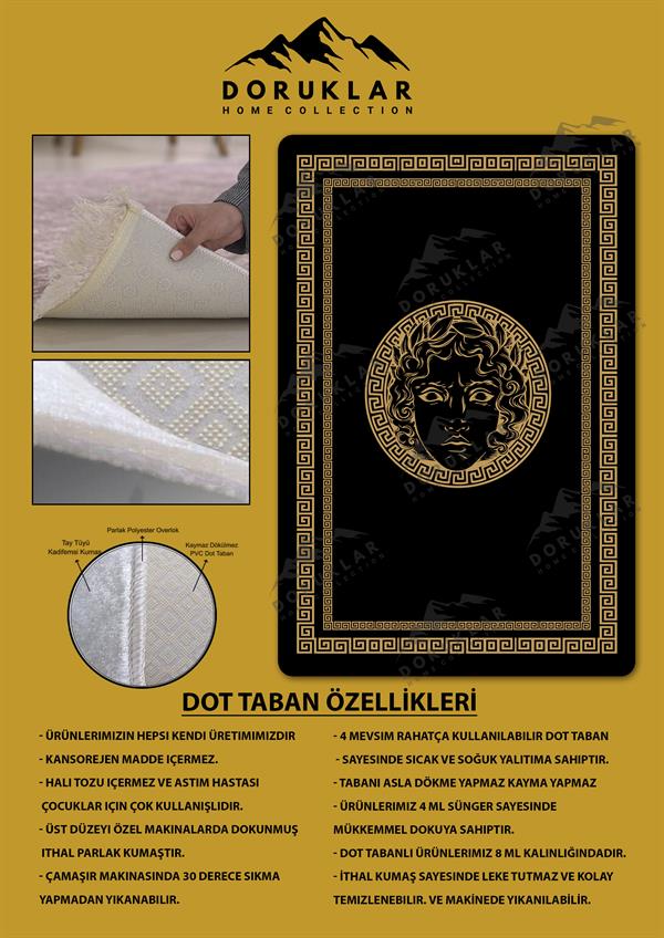Kaymaz Taban Yıkanabilir Dijital Baskı Dekoratif Modern Desenli Apollo Serisi Dot Taban Halı AP05