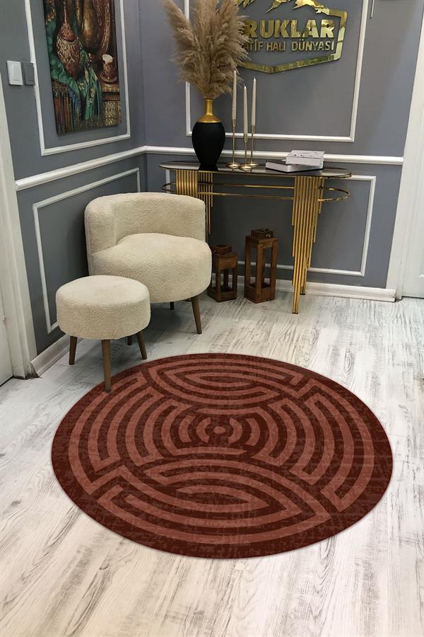 Kaymaz Taban Yıkanabilir Dijital Baskı Dekoratif Modern Desenli Maze Serisi Dot Taban Halı MZ02