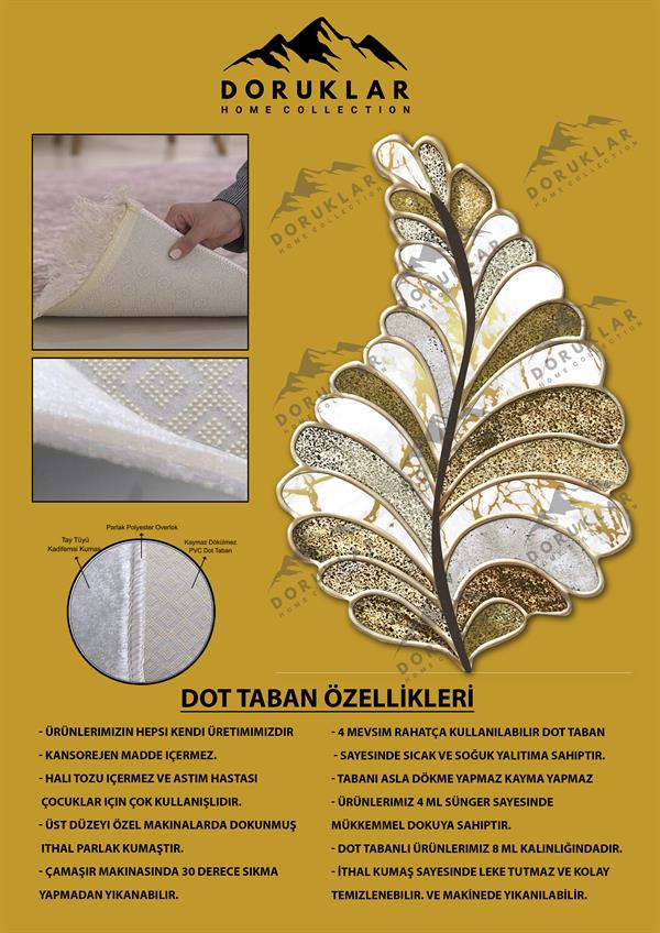 Kaymaz Taban Yıkanabilir Dijital Baskı Dekoratif Modern Desenli Elegance Serisi Lazer Kesim Dot Taban Halı ELG22