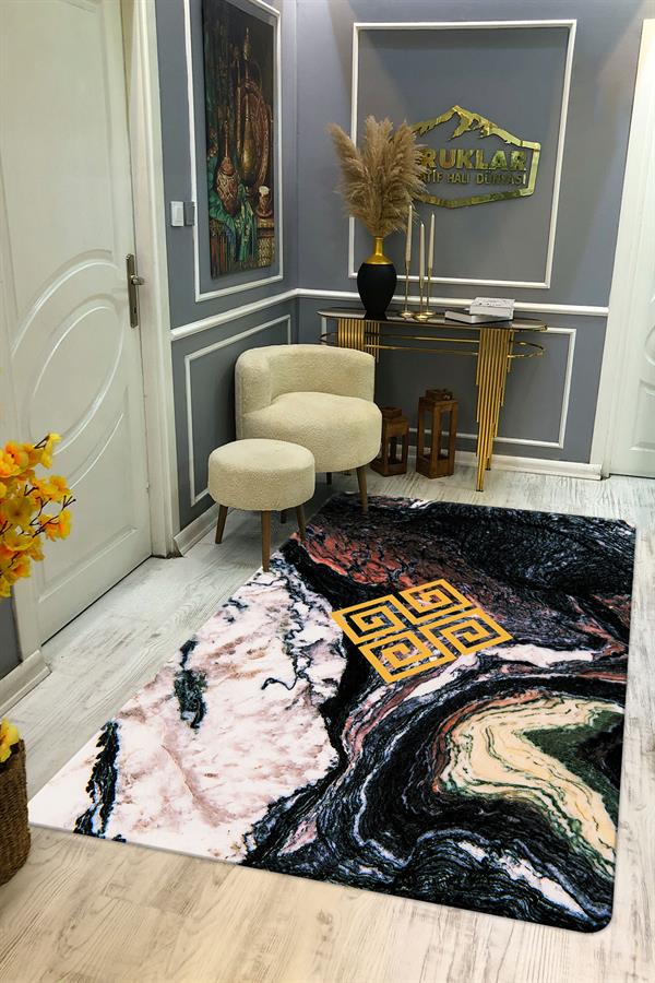 Kaymaz Taban Yıkanabilir Dijital Baskı Etnik Desenli Halı