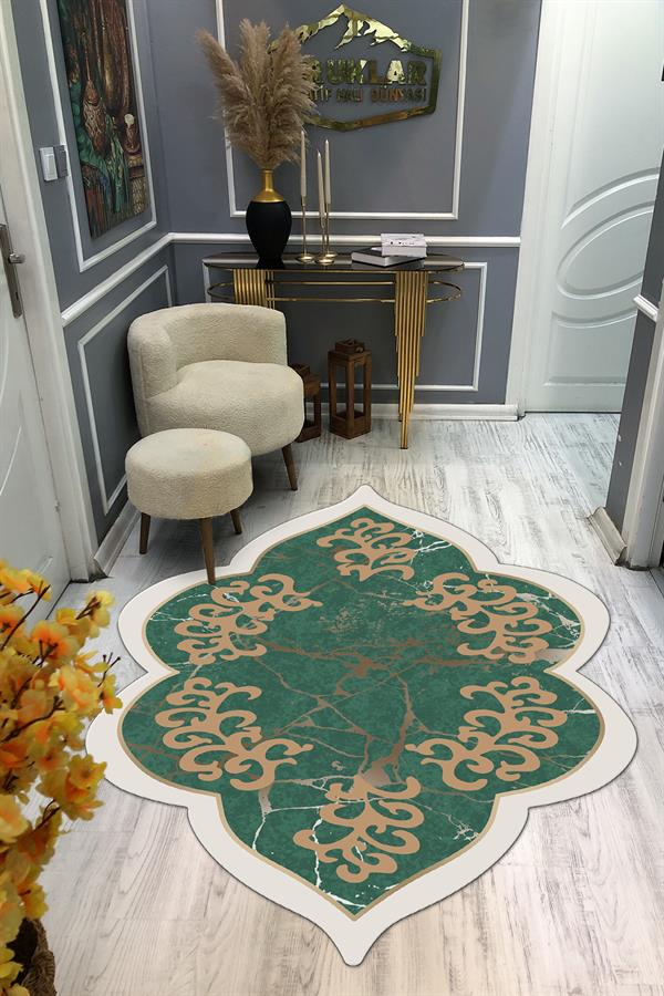 Kaymaz Taban Yıkanabilir Dijital Baskı Dekoratif Modern Desenli Elegance Serisi Lazer Kesim Dot Taban Halı ELG06