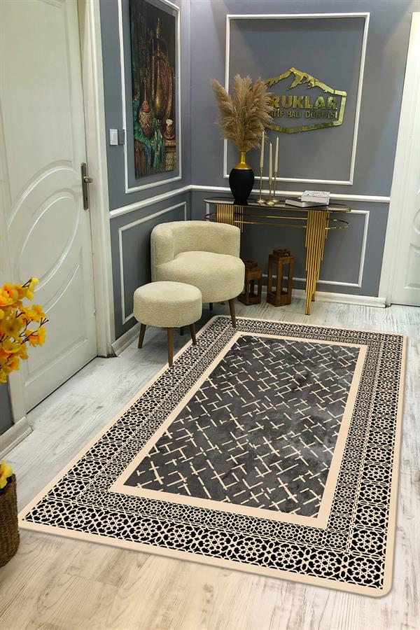 Kaymaz Taban Yıkanabilir Dijital Baskı Dekoratif Modern Desenli Dot Taban Halı Nova Serisi NV125