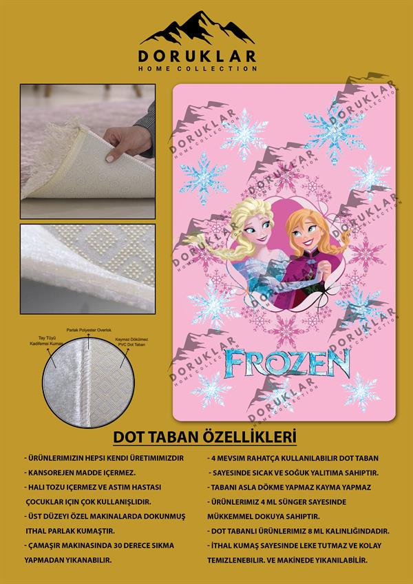 Kaymaz Taban Yıkanabilir Elsa Frozen Desenli Çocuk Halısı