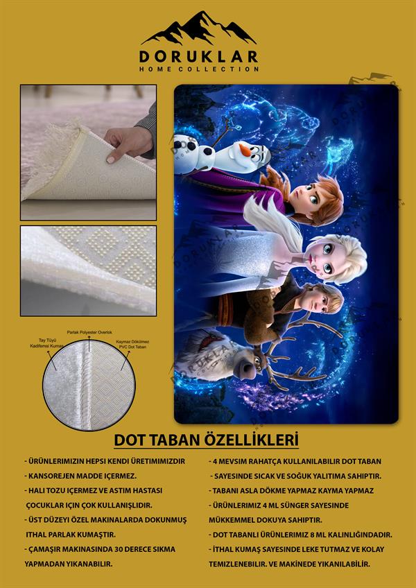 Kaymaz Taban Yıkanabilir Elsa Frozen Desenli Çocuk Halısı