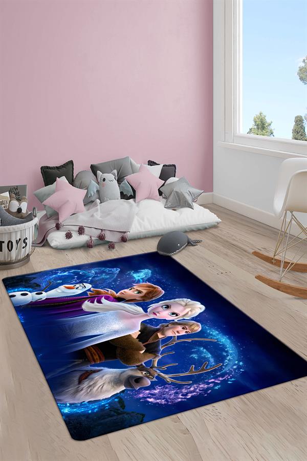 Kaymaz Taban Yıkanabilir Elsa Frozen Desenli Çocuk Halısı